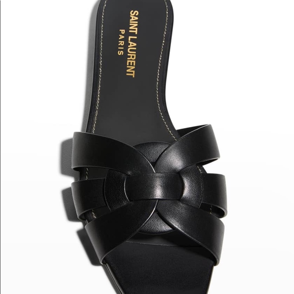 Like new YSL Woven Leather Sandal Slides. Size 8